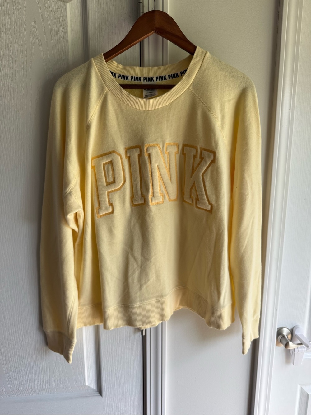 PINK Victoria's Secret Pale Yellow Crewneck Sweatshirt